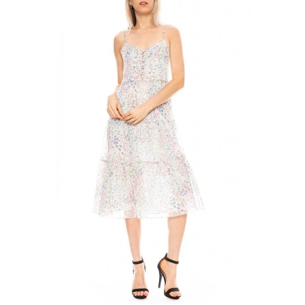 R13 Floral Leopard Tiered Midi Dress Womens XS Cottagecore Feminine Boho